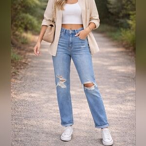 Hollister Y2K Light Blue Ripped Boyfriend Jeans